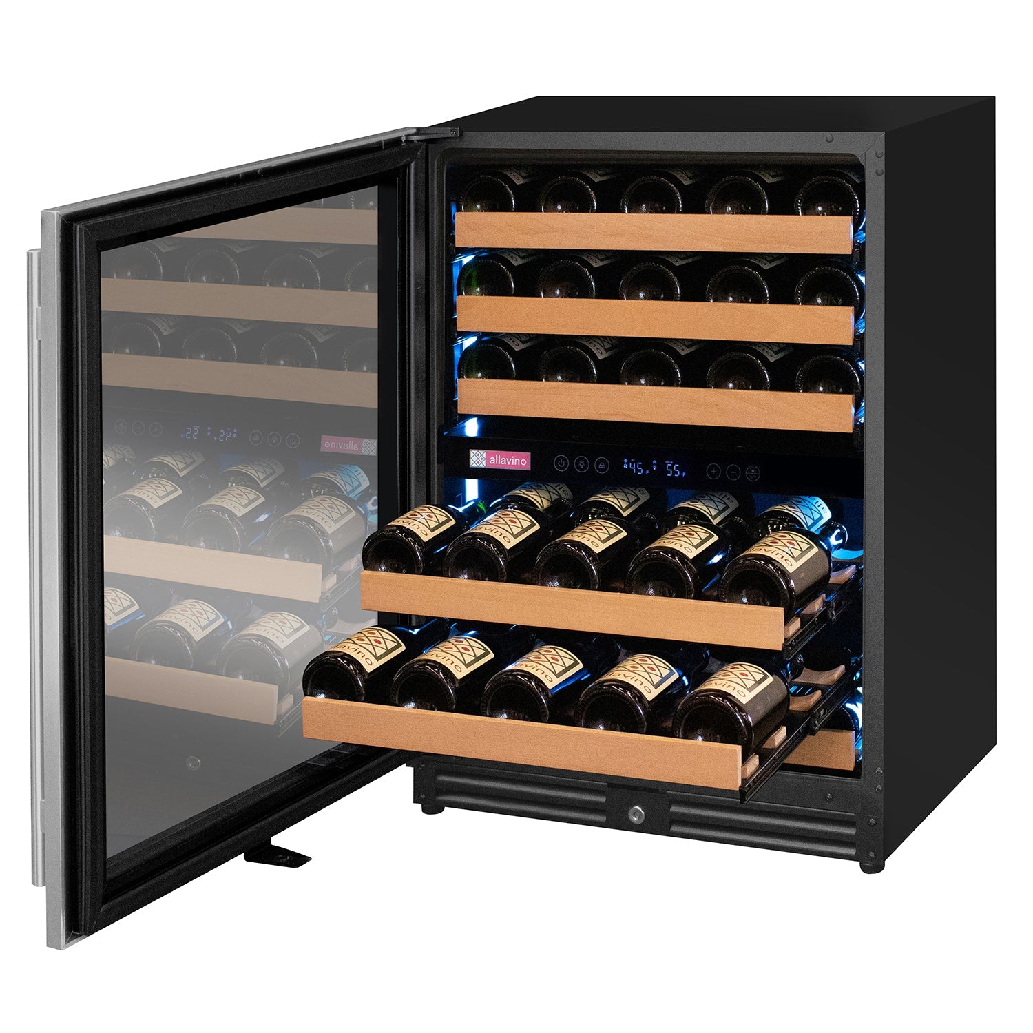 Allavino - Reserva Series - 56 Bottle Dual Zone Built-in Luxury Wine Refrigerator with Stainless Steel Door Allavino - Reserva Series - 56 Bottle Dual Zone Built-in Luxury Wine Refrigerator with Stainless Steel Door