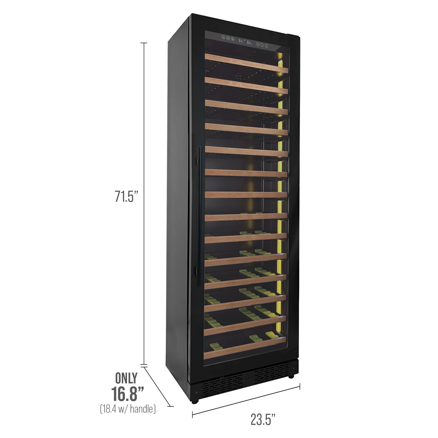 Allavino - Reserva Series 67 Bottle 71" Tall Single Zone Black Shallow Wine Refrigerator with Wood Front Shelves Allavino - Reserva Series 67 Bottle 71" Tall Single Zone Black Shallow Wine Refrigerator with Wood Front Shelves
