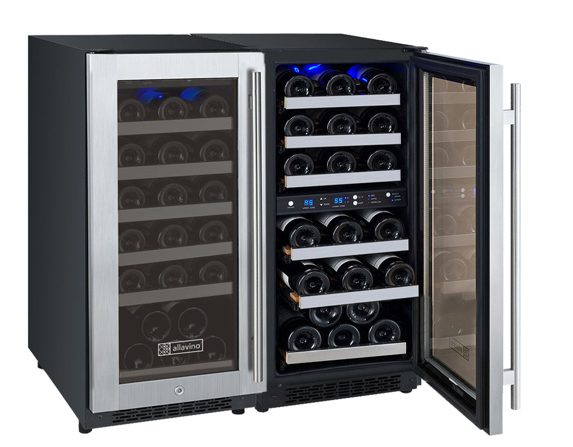 Allavino - 30" Wide FlexCount II Tru-Vino 60 Bottle Three Zone Stainless Steel Side-by-Side Wine Refrigerator - BF 3Z-VSWR30-S20 Allavino - 30" Wide FlexCount II Tru-Vino 60 Bottle Three Zone Stainless Steel Side-by-Side Wine Refrigerator - BF 3Z-VSWR30-S20