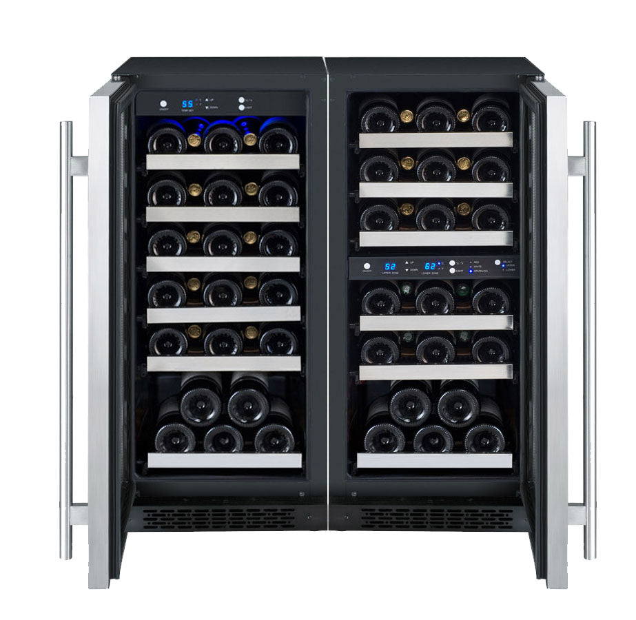 Allavino - 30" Wide FlexCount II Tru-Vino 60 Bottle Three Zone Stainless Steel Side-by-Side Wine Refrigerator - BF 3Z-VSWR30-S20 Allavino - 30" Wide FlexCount II Tru-Vino 60 Bottle Three Zone Stainless Steel Side-by-Side Wine Refrigerator - BF 3Z-VSWR30-S20