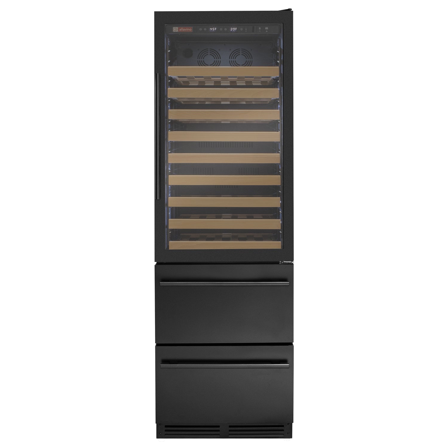 Allavino - 76.5" Tall Black Wine Refrigerator with Two Refrigerated Drawers - AO YHWR7724D-B Allavino - 76.5" Tall Black Wine Refrigerator with Two Refrigerated Drawers - AO YHWR7724D-B