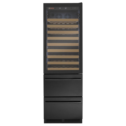 Allavino - 76.5" Tall Black Wine Refrigerator with Two Refrigerated Drawers - AO YHWR7724D-B