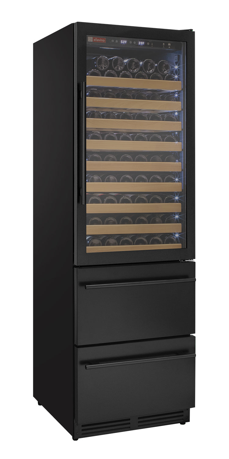Allavino - 76.5" Tall Black Wine Refrigerator with Two Refrigerated Drawers - AO YHWR7724D-B Allavino - 76.5" Tall Black Wine Refrigerator with Two Refrigerated Drawers - AO YHWR7724D-B