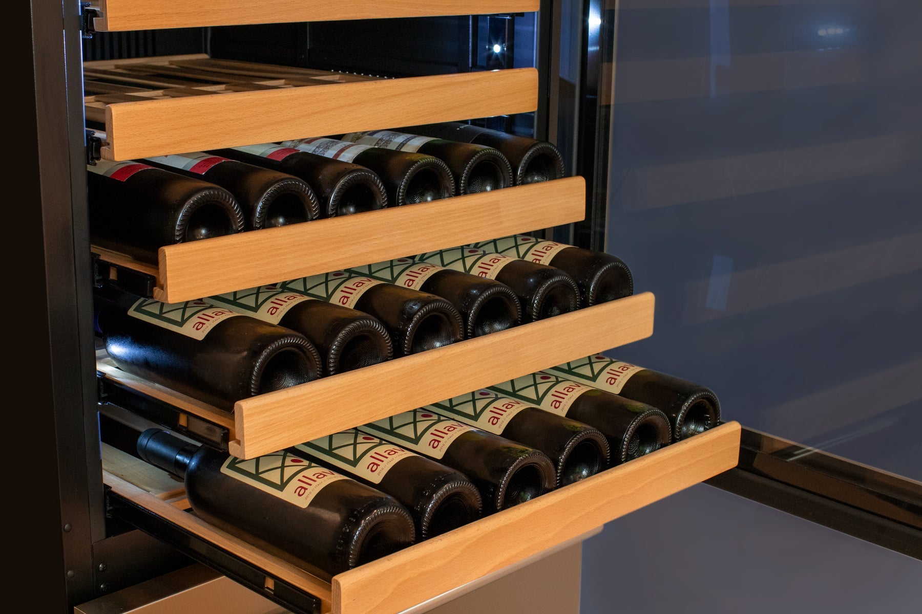 Allavino - 76.5" Tall Black Wine Refrigerator with Two Refrigerated Drawers - AO YHWR7724D-B Allavino - 76.5" Tall Black Wine Refrigerator with Two Refrigerated Drawers - AO YHWR7724D-B