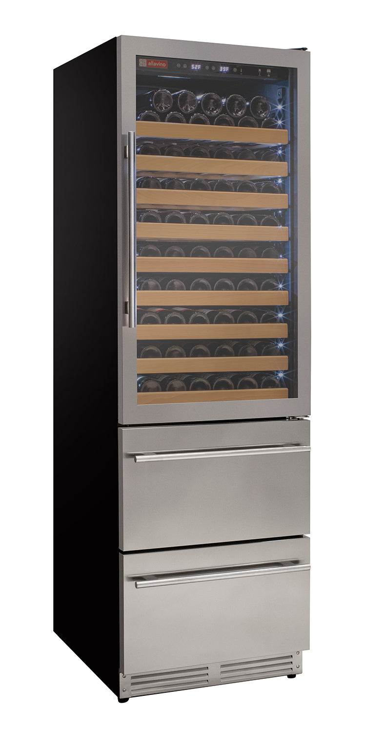 Allavino - 76.5" Tall Stainless Steel Wine Refrigerator with Two Refrigerated Drawers - AO YHWR7724D-S Allavino - 76.5" Tall Stainless Steel Wine Refrigerator with Two Refrigerated Drawers - AO YHWR7724D-S