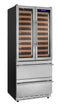 Allavino - 76.5" Tall Stainless Steel French Doors Dual Zone Wine Refrigerator with Two Refrigerated Drawers - AO YHWR7731FD-S