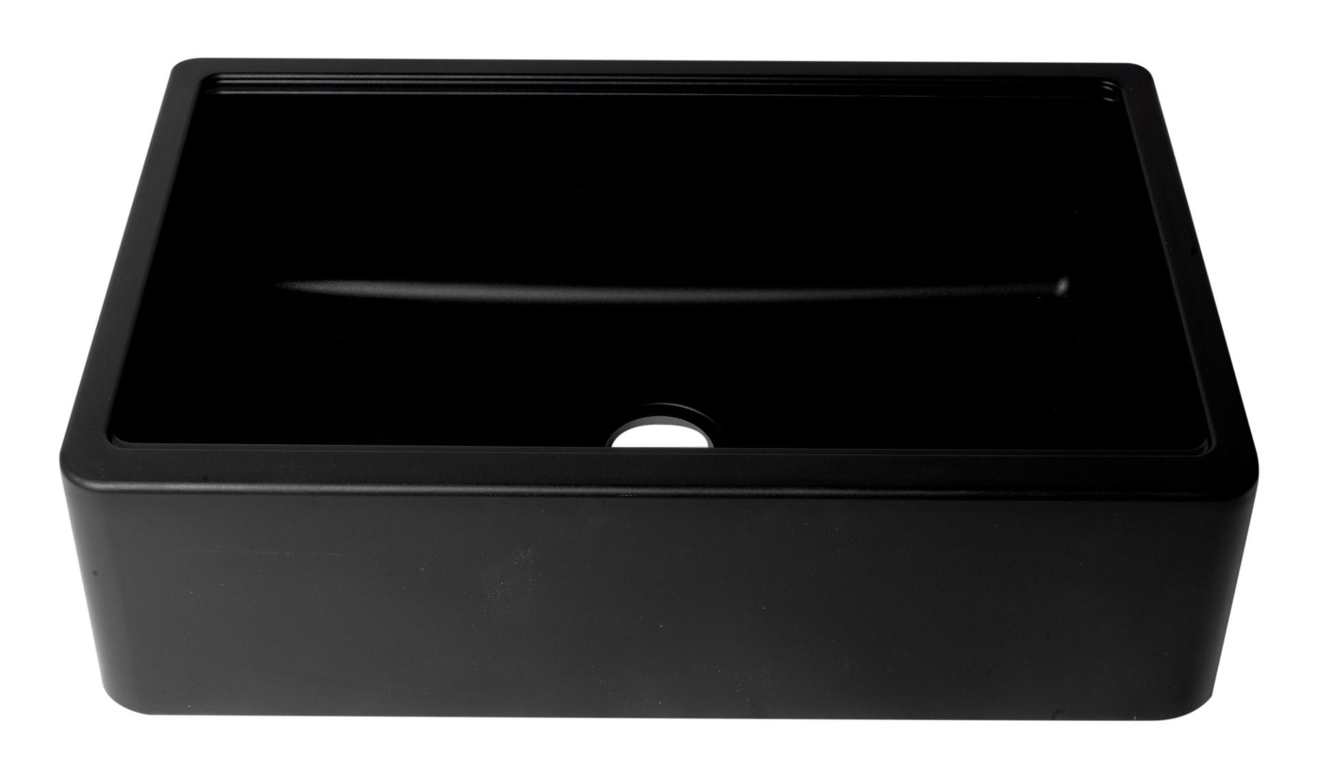 ALFI brand - Black 33" Granite Composite Single Bowl Drop In Farm Sink with Accessories - AB33FARM-BLA