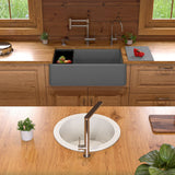 ALFI brand - Titanium 33" Granite Composite Single Bowl Drop In Farm Sink with Accessories - AB33FARM-T
