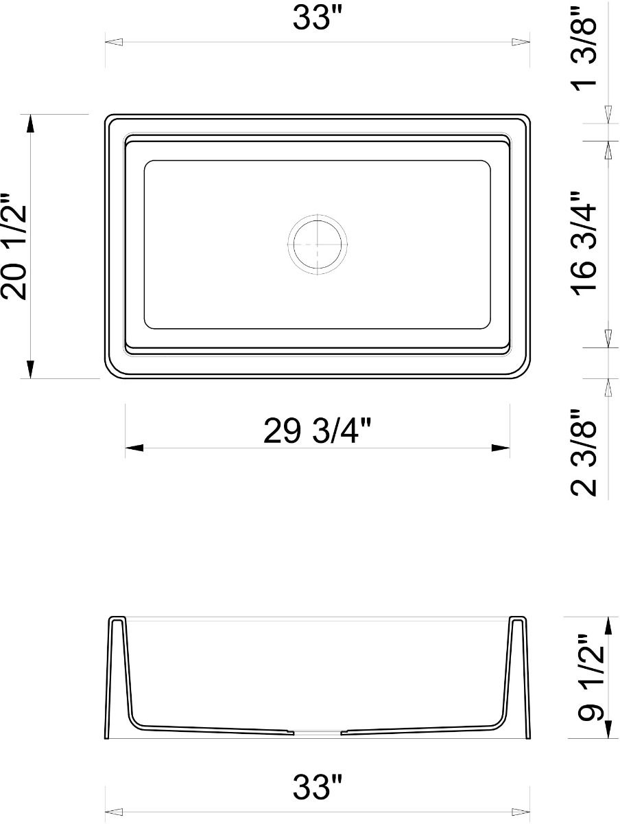 ALFI brand - Titanium 33" Granite Composite Single Bowl Drop In Farm Sink with Accessories - AB33FARM-T