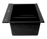 ALFI brand - Black 33" Granite Composite Workstation Step Rim Double Bowl Drop In Sink with Accessories - AB3418DBDI-BLA