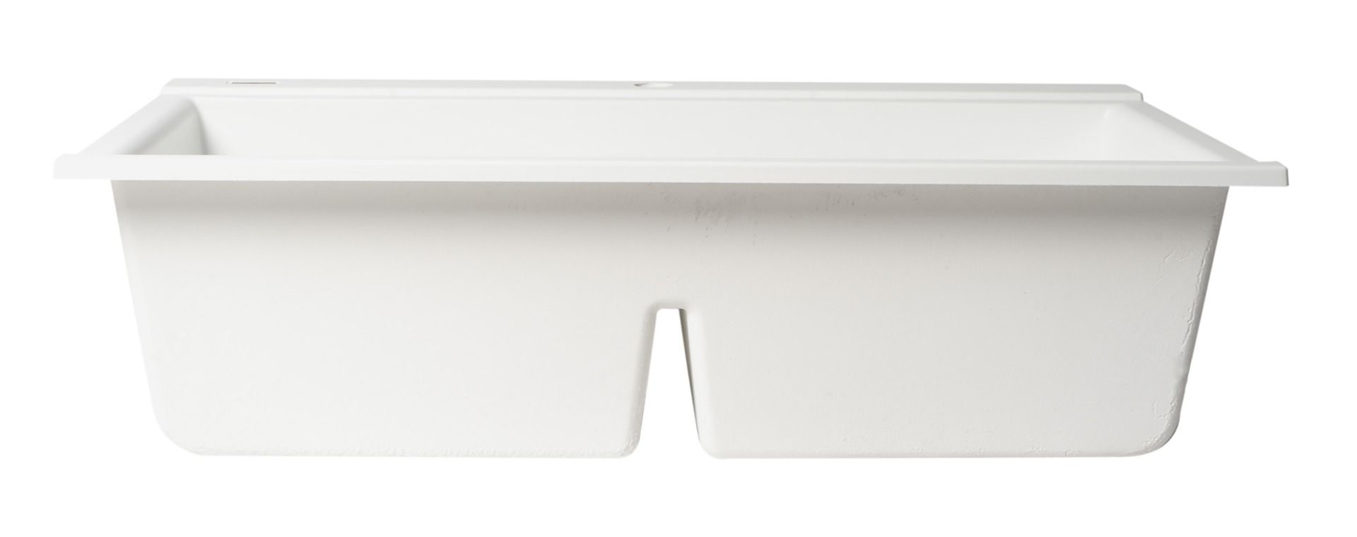 ALFI brand - White 33" Granite Composite Workstation Step Rim Double Bowl Drop In Sink with Accessories - AB3418DBDI-W