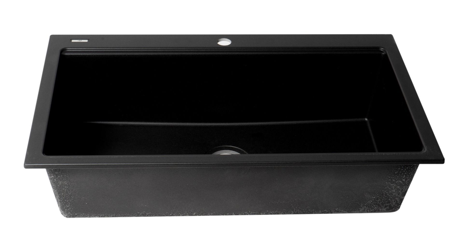 ALFI brand - Black 33" Granite Composite Workstation Step Rim Single Bowl Drop In Sink with Accessories - AB3418SBDI-BLA