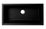 ALFI brand - Black 33" Granite Composite Workstation Step Rim Single Bowl Undermount Sink with Accessories - AB3418SBUM-BLA