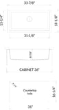 ALFI brand - Black 33" Granite Composite Workstation Step Rim Single Bowl Undermount Sink with Accessories - AB3418SBUM-BLA
