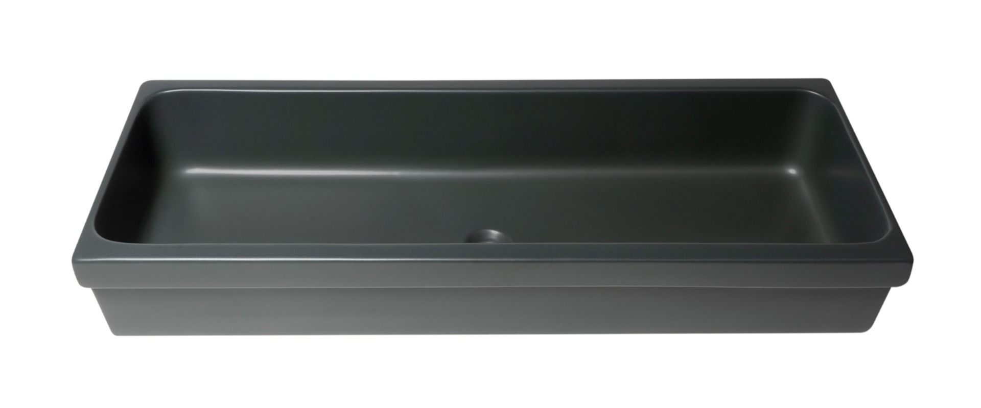ALFI brand - 48" Black Matte Above Mount Fireclay Bathroom Trough Sink - AB48TRBM ALFI brand - 48" Black Matte Above Mount Fireclay Bathroom Trough Sink - AB48TRBM