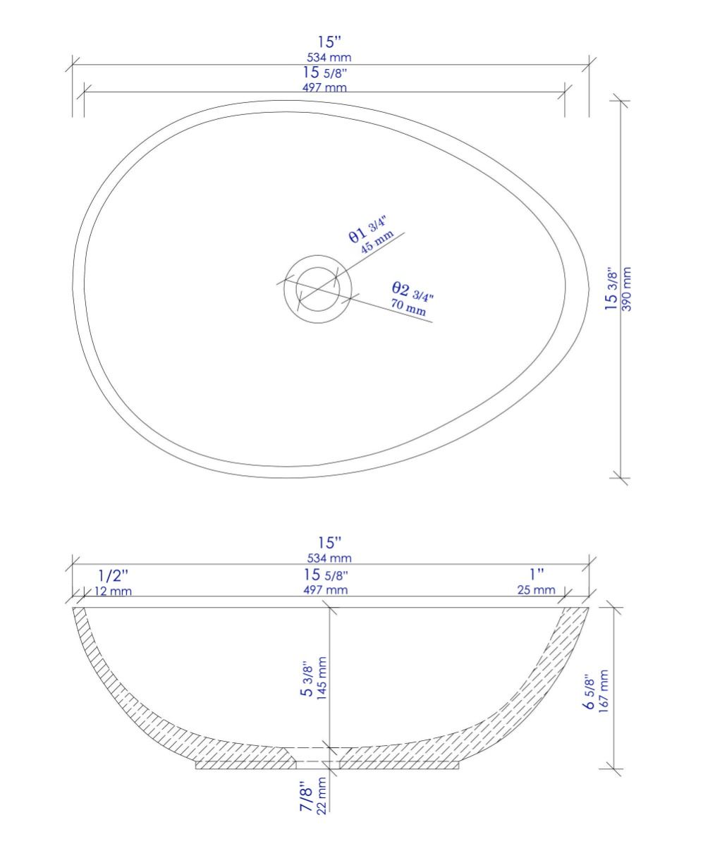 ALFI brand - 21" Solid Concrete Tear Drop Above Mount Vessel Sink - ABCO21O ALFI brand - 21" Solid Concrete Tear Drop Above Mount Vessel Sink - ABCO21O