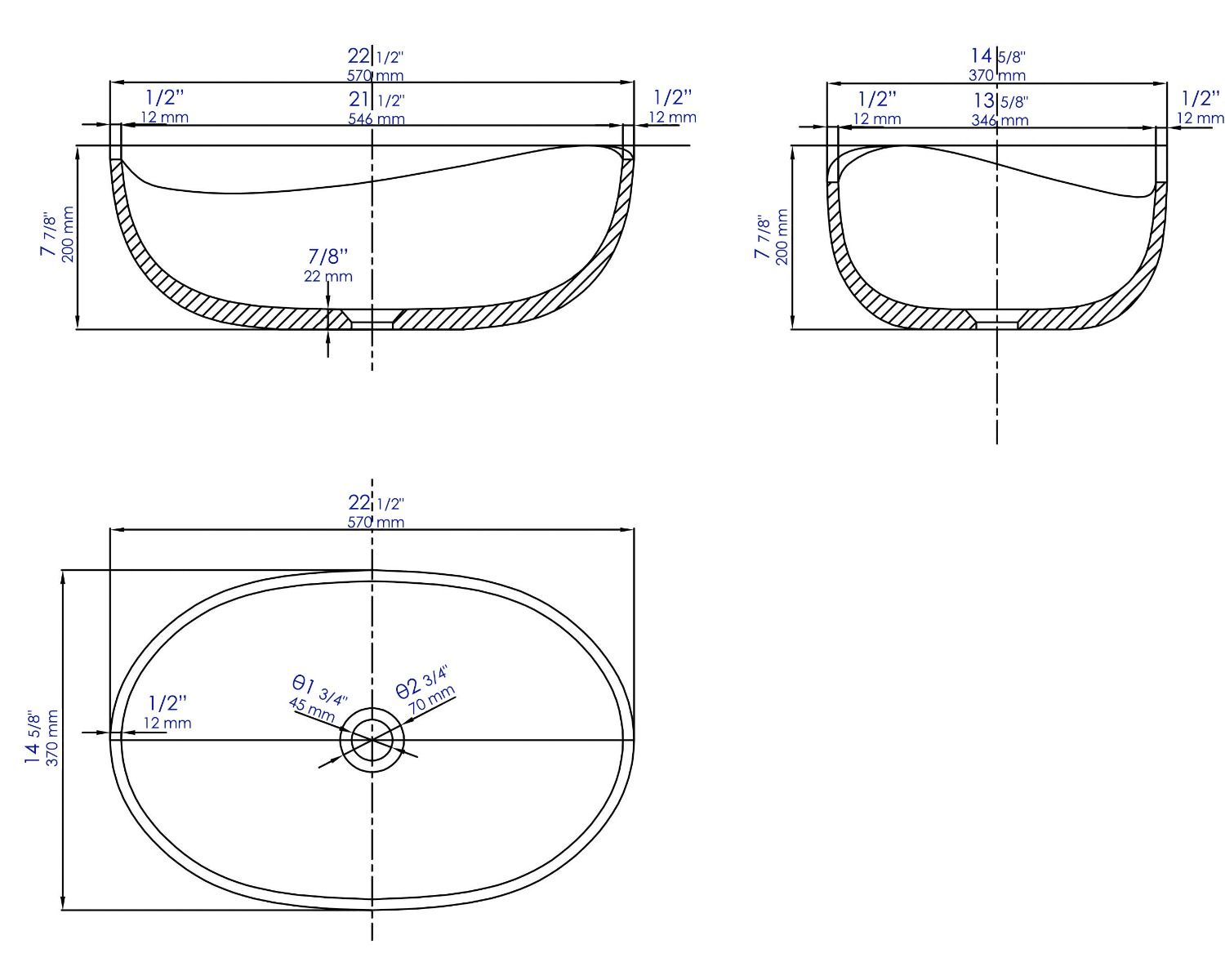 ALFI brand - 23" Solid Concrete Wavy Oval Above Mount Vessel Sink - ABCO23O ALFI brand - 23" Solid Concrete Wavy Oval Above Mount Vessel Sink - ABCO23O