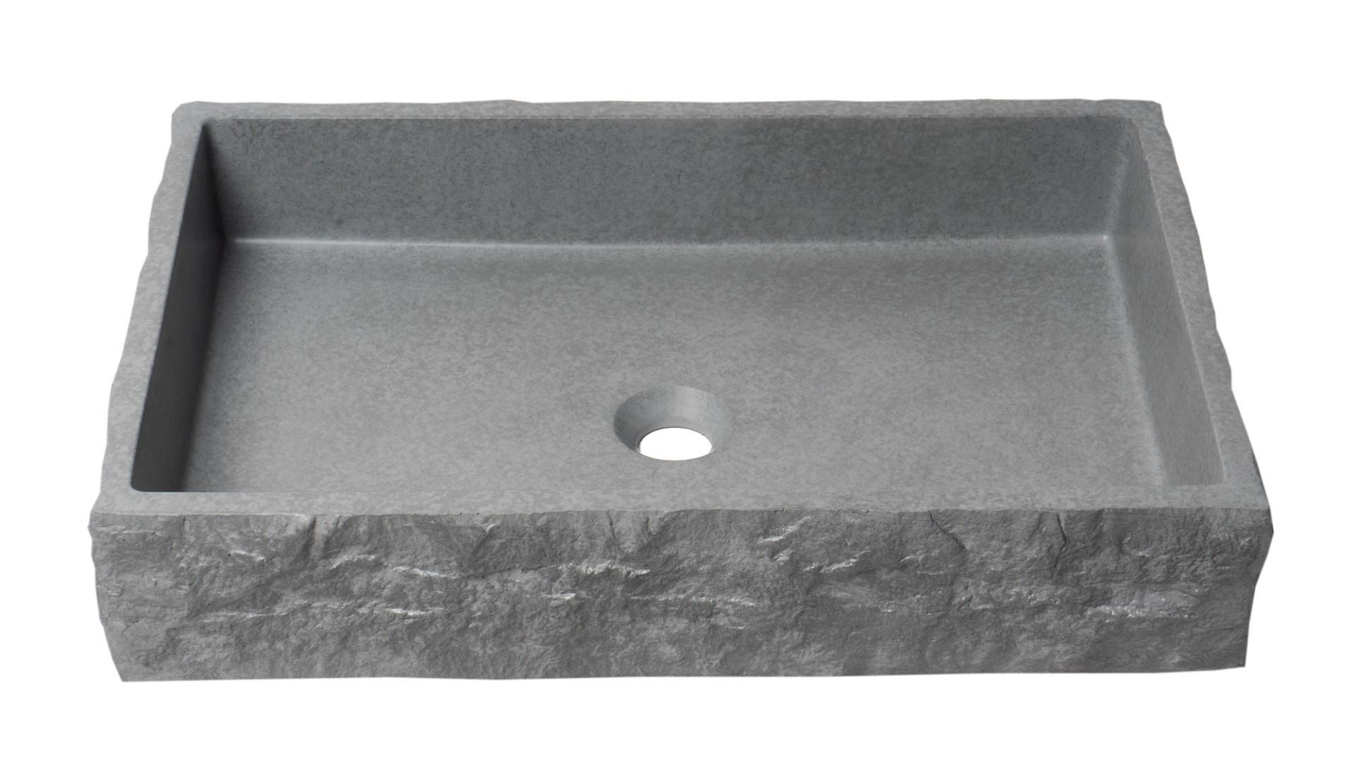 ALFI brand - 24" Solid Concrete Chiseled Style Rectangular Above Mount Vessel Sink - ABCO24R ALFI brand - 24" Solid Concrete Chiseled Style Rectangular Above Mount Vessel Sink - ABCO24R