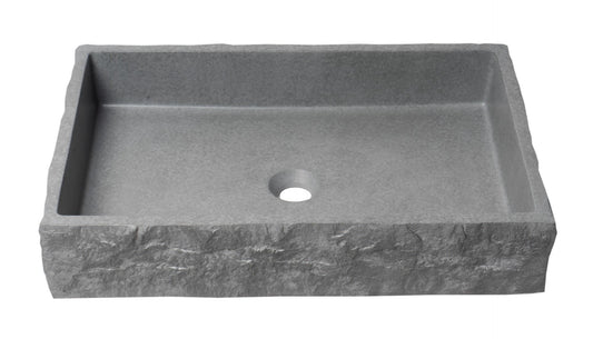 ALFI brand - 24" Solid Concrete Chiseled Style Rectangular Above Mount Vessel Sink - ABCO24R