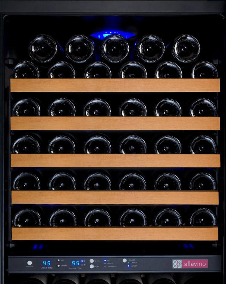 Allavino Wine & Beverage Centers FlexCount Series 172 Bottle Dual-Zone Wine Cellar Refrigerator with Black Door - VSWR172-2BL20 Allavino Wine & Beverage Centers FlexCount Series 172 Bottle Dual-Zone Wine Cellar Refrigerator with Black Door - VSWR172-2BL20