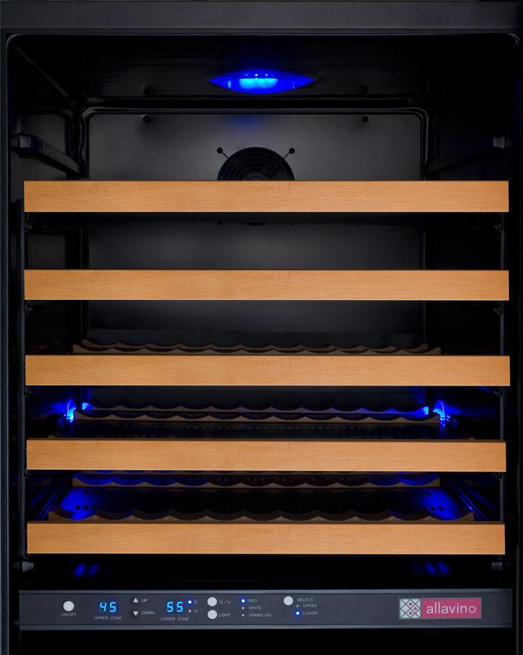 Allavino Wine & Beverage Centers FlexCount Series 172 Bottle Dual-Zone Wine Cellar Refrigerator with Black Door - VSWR172-2BL20 Allavino Wine & Beverage Centers FlexCount Series 172 Bottle Dual-Zone Wine Cellar Refrigerator with Black Door - VSWR172-2BL20