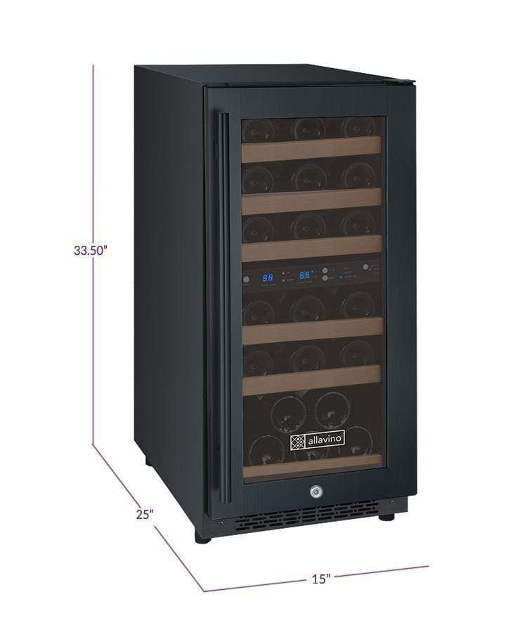 Allavino Wine & Beverage Centers FlexCount Series 30 Bottle Dual-Zone Wine Refrigerator - Black - VSWR30-2BR20 Allavino Wine & Beverage Centers FlexCount Series 30 Bottle Dual-Zone Wine Refrigerator - Black - VSWR30-2BR20
