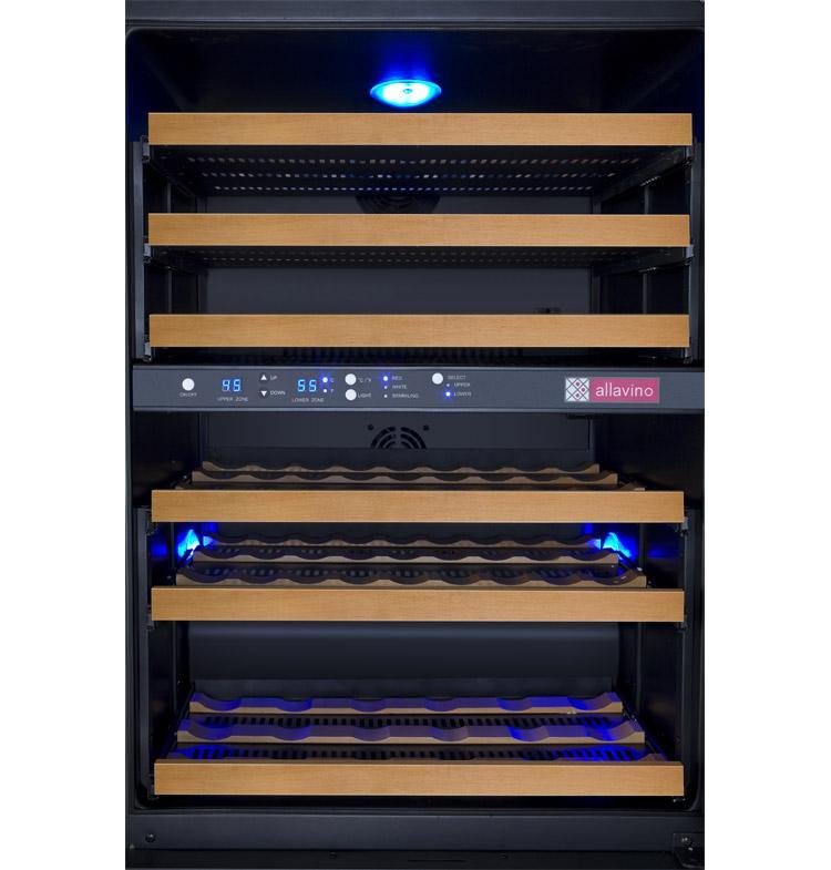 Allavino Wine & Beverage Centers FlexCount Series 56 Bottle Dual-Zone Wine Cellar with Black Door - VSWR56-2BR20 Allavino Wine & Beverage Centers FlexCount Series 56 Bottle Dual-Zone Wine Cellar with Black Door - VSWR56-2BR20