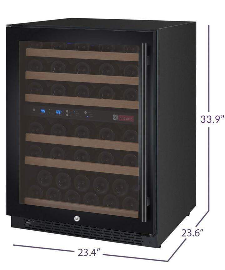 Allavino Wine & Beverage Centers FlexCount Series 56 Bottle Dual-Zone Wine Cellar with Black Door - VSWR56-2BR20 Allavino Wine & Beverage Centers FlexCount Series 56 Bottle Dual-Zone Wine Cellar with Black Door - VSWR56-2BR20