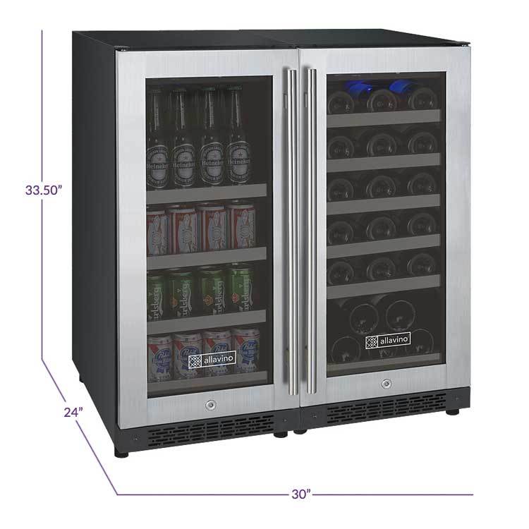 Allavino Wine & Beverage Centers FlexCount Series Dual Zone Wine & Beverage Cente VSWB30-2SF20 Allavino Wine & Beverage Centers FlexCount Series Dual Zone Wine & Beverage Cente VSWB30-2SF20