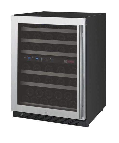 Allavino Wine & Beverage Centers Left Hinge FlexCount Series 56 Bottle Dual Zone Wine Refrigerator - VSWR56-2SR20 Allavino Wine & Beverage Centers Left Hinge FlexCount Series 56 Bottle Dual Zone Wine Refrigerator - VSWR56-2SR20