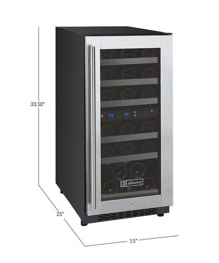 Allavino Wine Refrigerators Built in and Free Standing FlexCount Series 30 Bottle Dual-Zone Wine Refrigerator - Right Hinge Allavino Wine Refrigerators Built in and Free Standing FlexCount Series 30 Bottle Dual-Zone Wine Refrigerator - Right Hinge