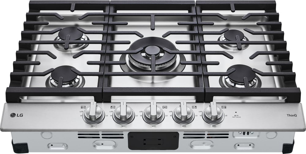 LG - 30" Smart Gas Cooktop 22K BTU, EasyClean Cooktop, Backlit Weighted Knobs - Gas Cooktops - CBGJ3027S LG - 30" Smart Gas Cooktop 22K BTU, EasyClean Cooktop, Backlit Weighted Knobs - Gas Cooktops - CBGJ3027S