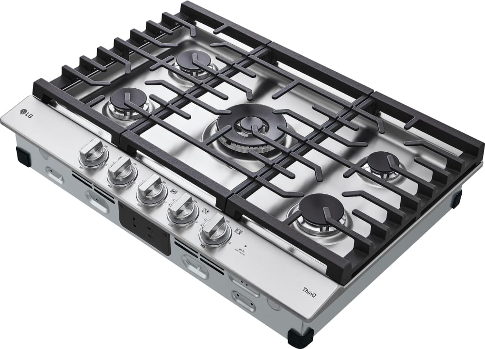 LG - 30" Smart Gas Cooktop 22K BTU, EasyClean Cooktop, Backlit Weighted Knobs - Gas Cooktops - CBGJ3027S LG - 30" Smart Gas Cooktop 22K BTU, EasyClean Cooktop, Backlit Weighted Knobs - Gas Cooktops - CBGJ3027S