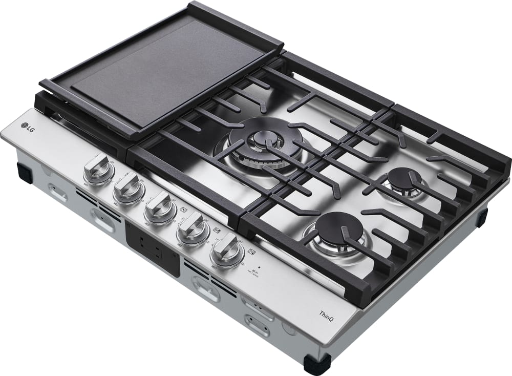 LG - 30" Smart Gas Cooktop 22K BTU, EasyClean Cooktop, Backlit Weighted Knobs - Gas Cooktops - CBGJ3027S LG - 30" Smart Gas Cooktop 22K BTU, EasyClean Cooktop, Backlit Weighted Knobs - Gas Cooktops - CBGJ3027S