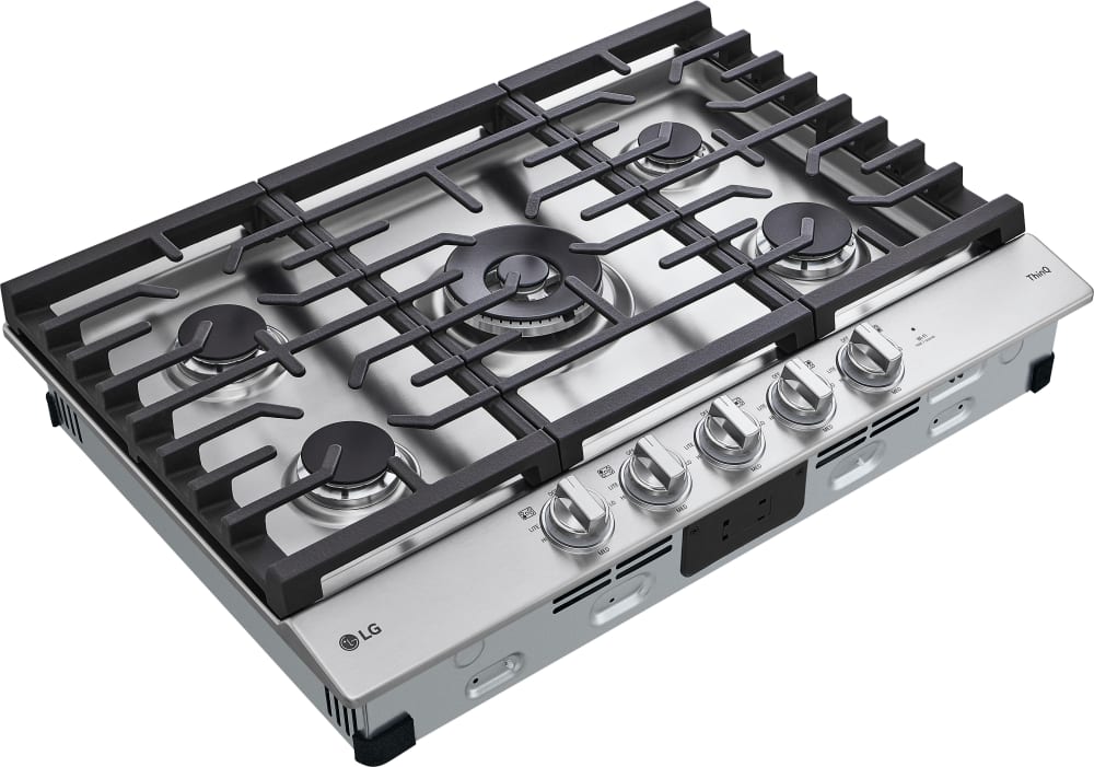LG - 30" Smart Gas Cooktop 22K BTU, EasyClean Cooktop, Backlit Weighted Knobs - Gas Cooktops - CBGJ3027S LG - 30" Smart Gas Cooktop 22K BTU, EasyClean Cooktop, Backlit Weighted Knobs - Gas Cooktops - CBGJ3027S