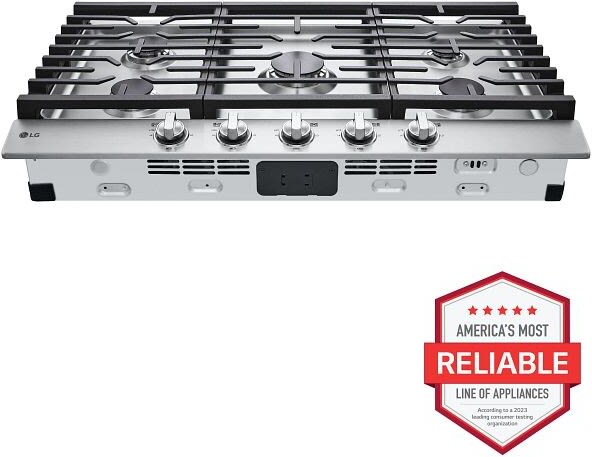 LG - 36" Gas Cooktop, 20K BTU, EsayClean Cooktop - Gas Cooktops - CBGJ3623S LG - 36" Gas Cooktop, 20K BTU, EsayClean Cooktop - Gas Cooktops - CBGJ3623S