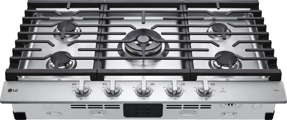 LG - 36" Smart Gas Cooktop 22K BTU, EasyClean Cooktop, Backlit Weighted Knobs - Gas Cooktops - CBGJ3627S LG - 36" Smart Gas Cooktop 22K BTU, EasyClean Cooktop, Backlit Weighted Knobs - Gas Cooktops - CBGJ3627S