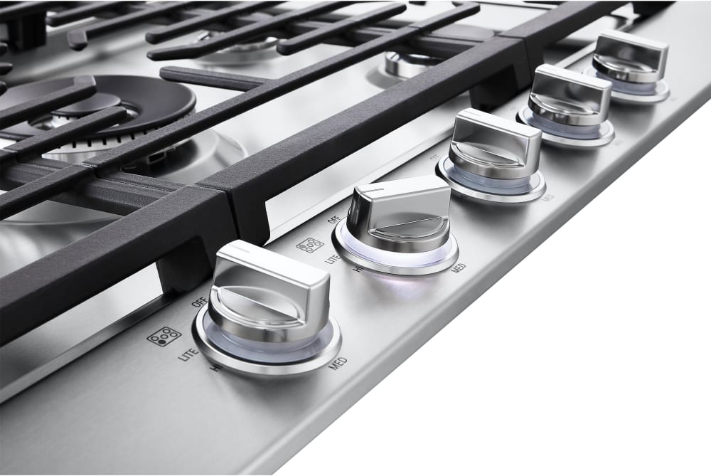 LG - 36" Smart Gas Cooktop 22K BTU, EasyClean Cooktop, Backlit Weighted Knobs - Gas Cooktops - CBGJ3627S LG - 36" Smart Gas Cooktop 22K BTU, EasyClean Cooktop, Backlit Weighted Knobs - Gas Cooktops - CBGJ3627S