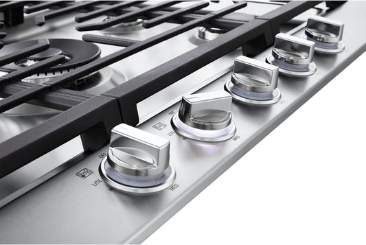LG - 36" Smart Gas Cooktop 22K BTU, EasyClean Cooktop, Backlit Weighted Knobs - Gas Cooktops - CBGJ3627S