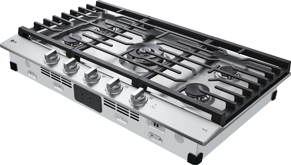 LG - 36" Smart Gas Cooktop 22K BTU, EasyClean Cooktop, Backlit Weighted Knobs - Gas Cooktops - CBGJ3627S LG - 36" Smart Gas Cooktop 22K BTU, EasyClean Cooktop, Backlit Weighted Knobs - Gas Cooktops - CBGJ3627S