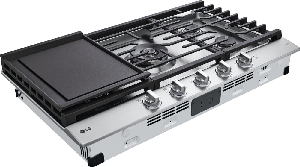 LG - 36" Smart Gas Cooktop 22K BTU, EasyClean Cooktop, Backlit Weighted Knobs - Gas Cooktops - CBGJ3627S LG - 36" Smart Gas Cooktop 22K BTU, EasyClean Cooktop, Backlit Weighted Knobs - Gas Cooktops - CBGJ3627S