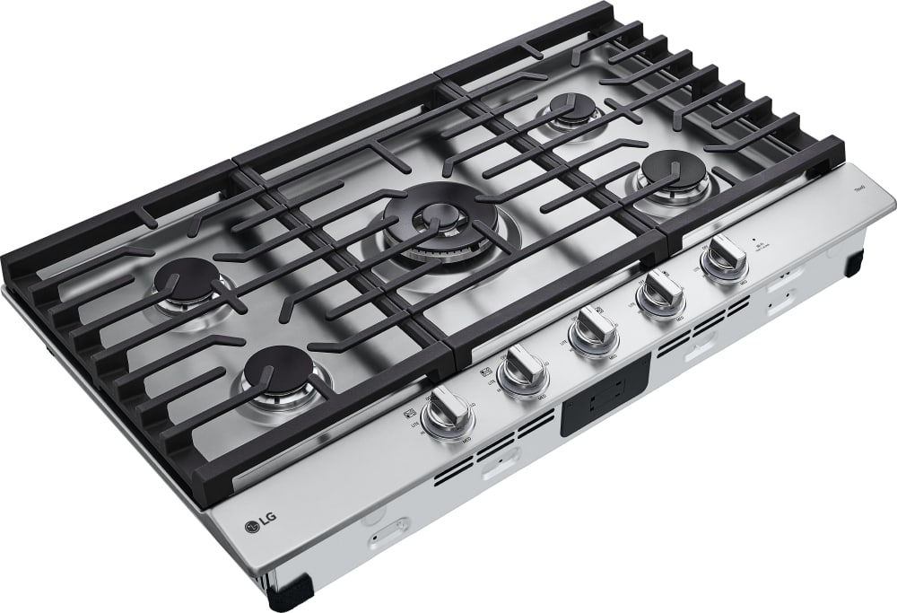 LG - 36" Smart Gas Cooktop 22K BTU, EasyClean Cooktop, Backlit Weighted Knobs - Gas Cooktops - CBGJ3627S LG - 36" Smart Gas Cooktop 22K BTU, EasyClean Cooktop, Backlit Weighted Knobs - Gas Cooktops - CBGJ3627S