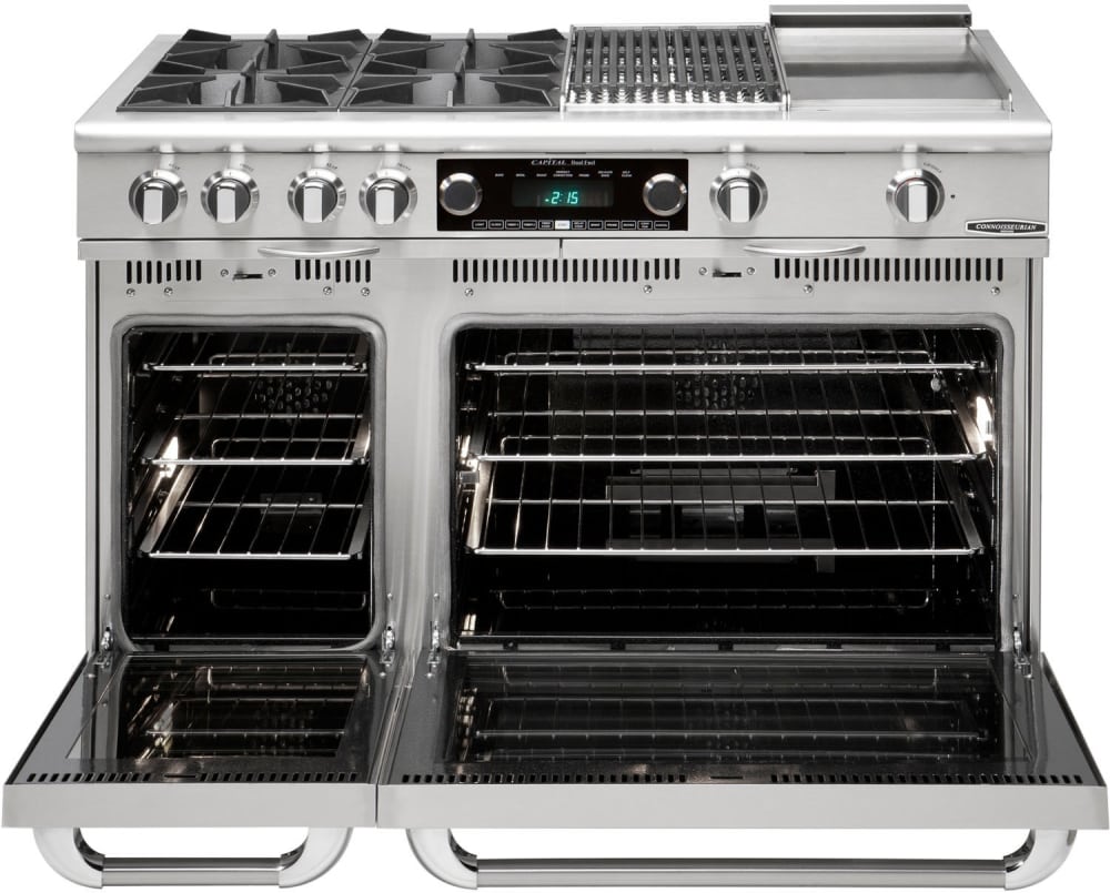 Capital Cooking - 48" Capital Connoisseurian Dual Fuel Range - Self Clean - 25K BTU - 4 Open Burners + 24" BBQ Grill Burner - COB484BB Capital Cooking - 48" Capital Connoisseurian Dual Fuel Range - Self Clean - 25K BTU - 4 Open Burners + 24" BBQ Grill Burner - COB484BB