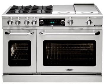 Capital Cooking - 48" Capital Connoisseurian Dual Fuel Range - Self Clean - 19K BTU - 4 Sealed Burners w/ 12" BBQ & 12" Griddle - CSB484BG