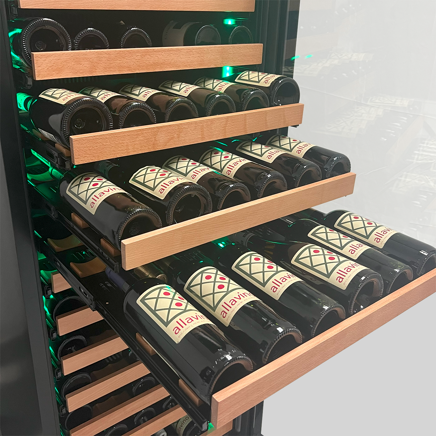 Allavino - Reserva Series 308 Bottle 71" Tall Four Zone Black Glass Side-by-Side Wine Refrigerator - BF 2X-VSW15471D-2BG Allavino - Reserva Series 308 Bottle 71" Tall Four Zone Black Glass Side-by-Side Wine Refrigerator - BF 2X-VSW15471D-2BG