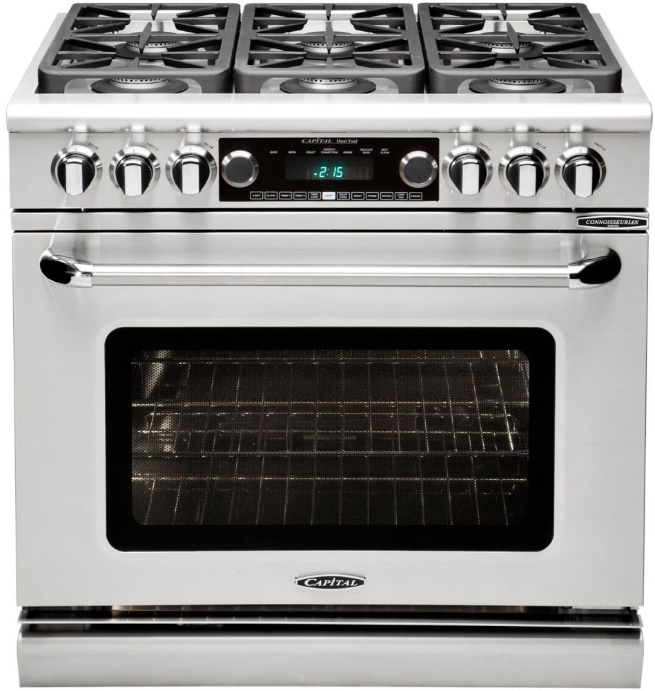 Capital Cooking - 36" Capital Connoisseurian Dual Fuel Range - Self Clean - 19K BTU - 4 Sealed Burners w/ 12" BBQ (centered) - CSB362B2 Capital Cooking - 36" Capital Connoisseurian Dual Fuel Range - Self Clean - 19K BTU - 4 Sealed Burners w/ 12" BBQ (centered) - CSB362B2