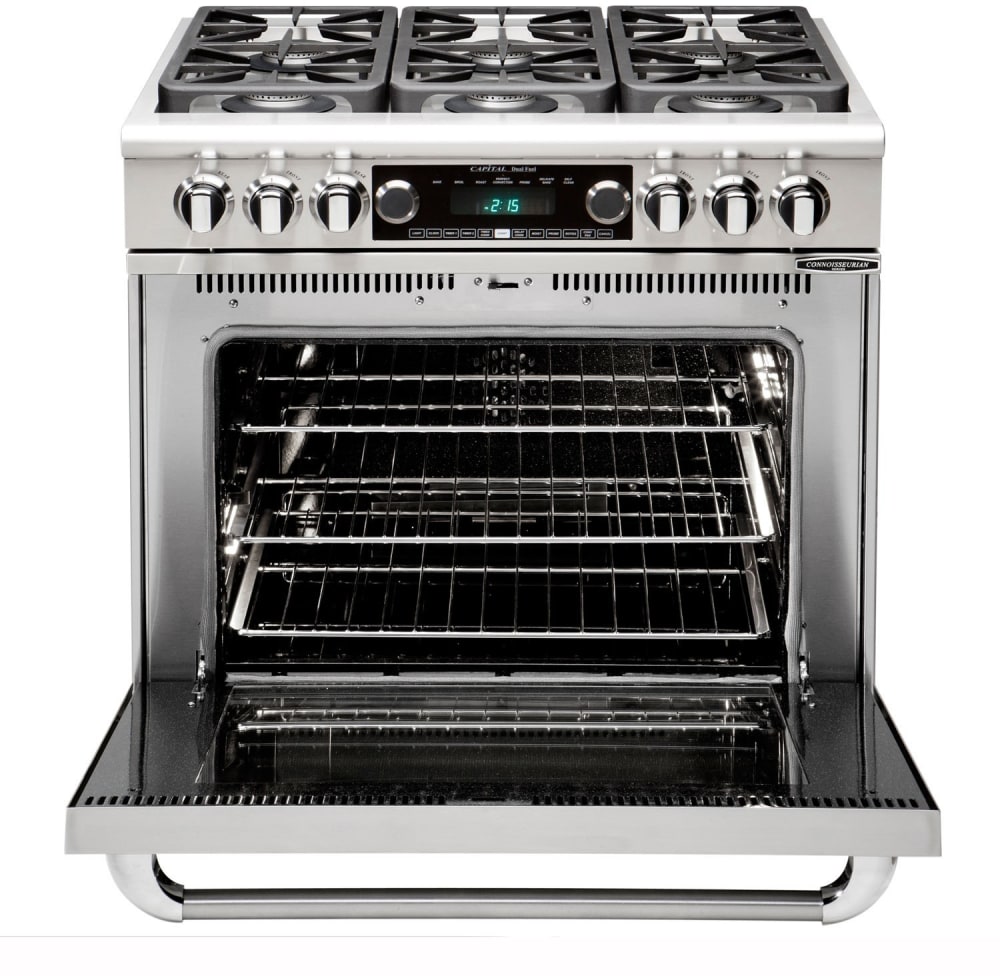 Capital Cooking - 36" Capital Connoisseurian Dual Fuel Range - Self Clean - 19K BTU - 4 Sealed Burners w/ 12" Griddle (centered) - CSB362G2 Capital Cooking - 36" Capital Connoisseurian Dual Fuel Range - Self Clean - 19K BTU - 4 Sealed Burners w/ 12" Griddle (centered) - CSB362G2