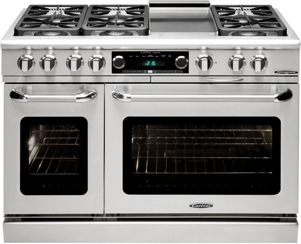 Capital Cooking - 36" Capital Connoisseurian Dual Fuel Range - Self Clean - 19K BTU - 6 Sealed Burners w/ 12" Griddle - CSB484G2 Capital Cooking - 36" Capital Connoisseurian Dual Fuel Range - Self Clean - 19K BTU - 6 Sealed Burners w/ 12" Griddle - CSB484G2
