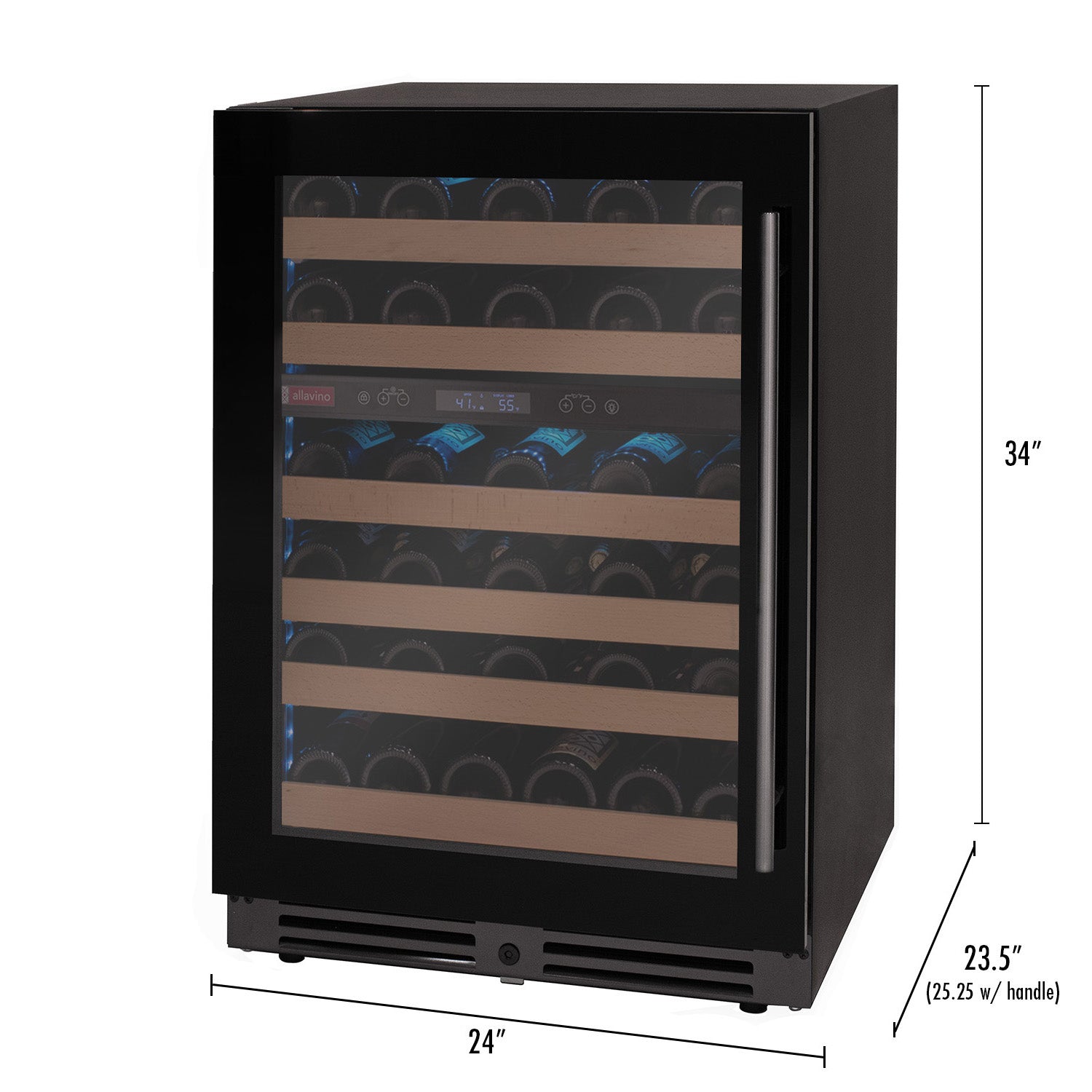 Allavino - Reserva Series 50 Bottle 34" Tall Dual Zone Black Glass Wine Cooler Refrigerator Allavino - Reserva Series 50 Bottle 34" Tall Dual Zone Black Glass Wine Cooler Refrigerator