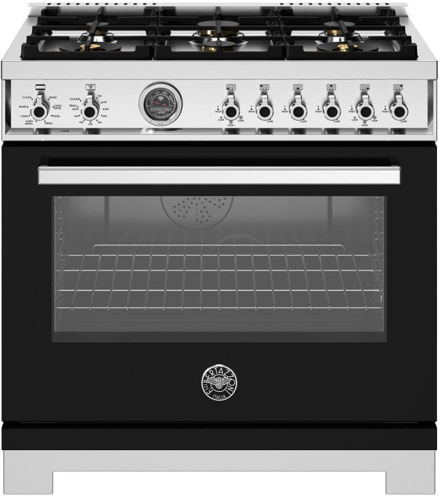 Bertazzoni - 36 inch Dual Fuel Range, 6 Brass Burners and Cast Iron Griddle, Electric Self-Clean Oven - PRO366BCFEPXT Bertazzoni - 36 inch Dual Fuel Range, 6 Brass Burners and Cast Iron Griddle, Electric Self-Clean Oven - PRO366BCFEPXT